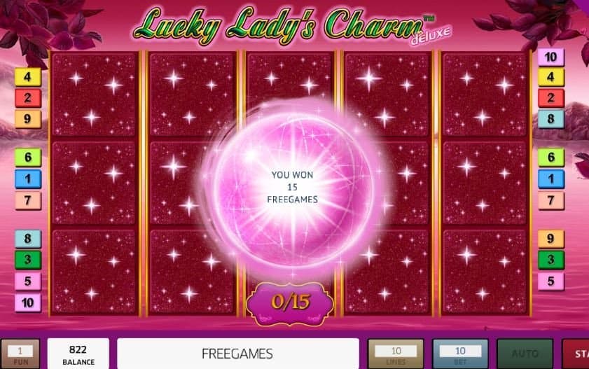 Función de bonus muy popular que ofrece spins gratis y Juegos especiales en Lucky Ladys Charm Deluxe