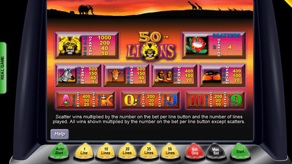 50 lions slot