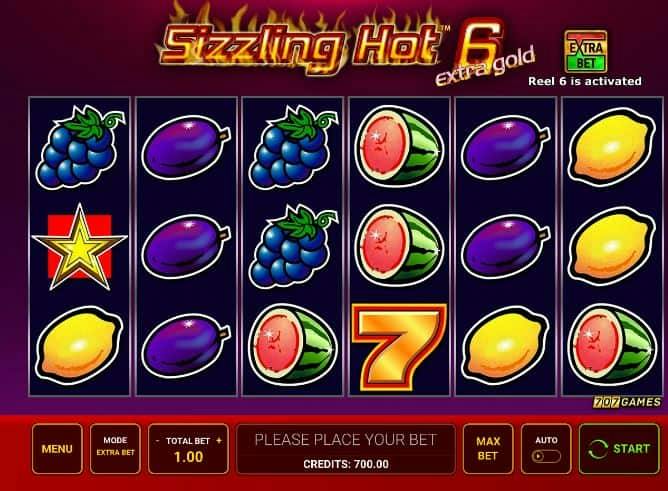 Símbolos, Gráficos, sonidos y animaciones de Sizzling Hot 6 Extra Gold