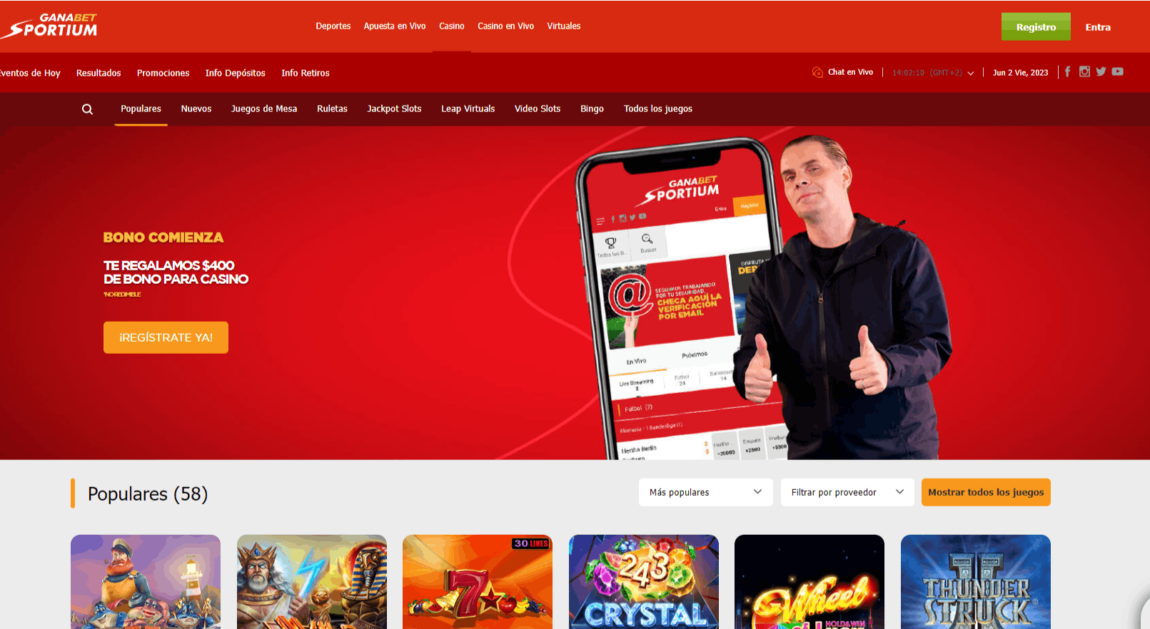 Ganabet casino homepage 