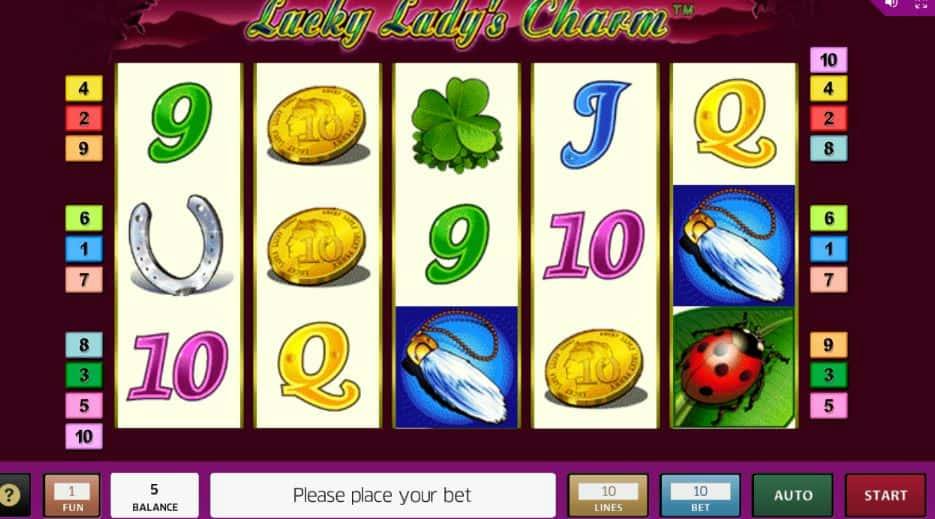 Símbolos, Gráficos, sonidos y animaciones de Lucky Ladys Charm