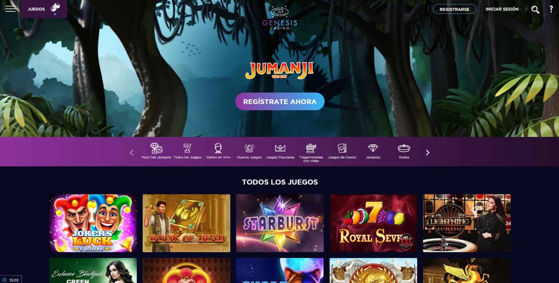 juegos de slot online en Genesis Casino Chile