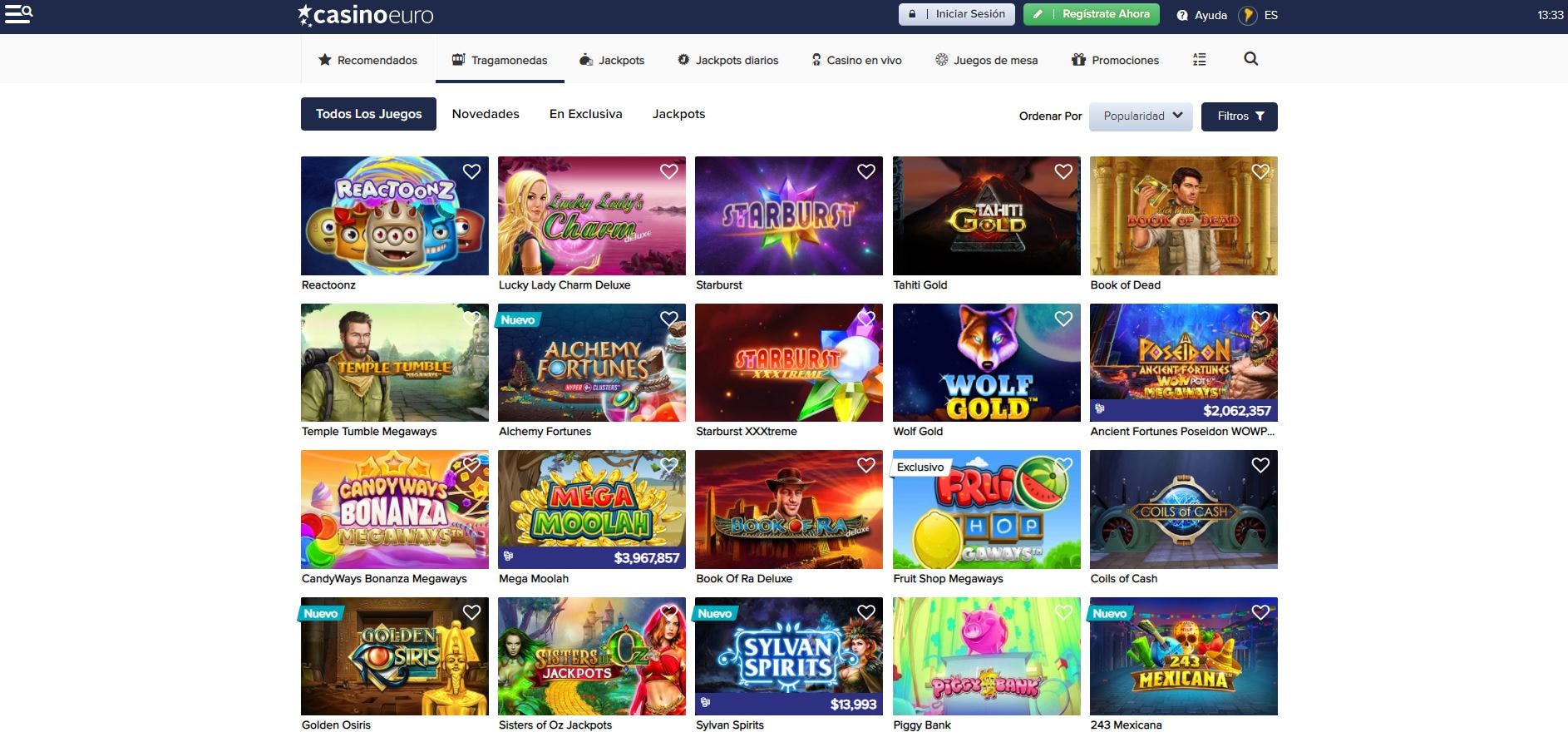 juegos de slot online en CasinoEuro