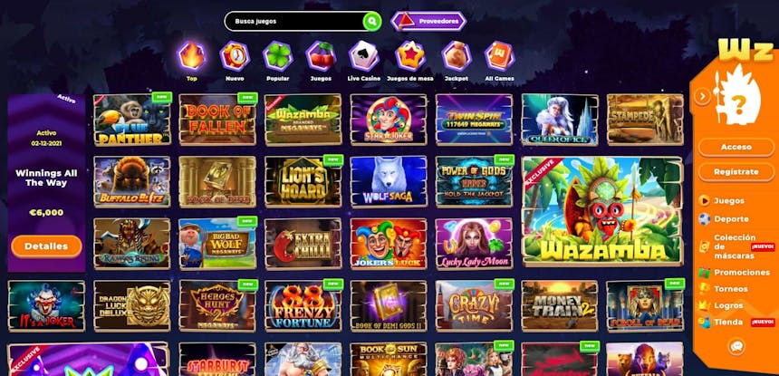 juegos de slot online en Wazamba Perú