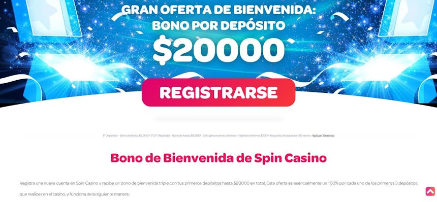 bono e promozione del Spin Casino Mexico