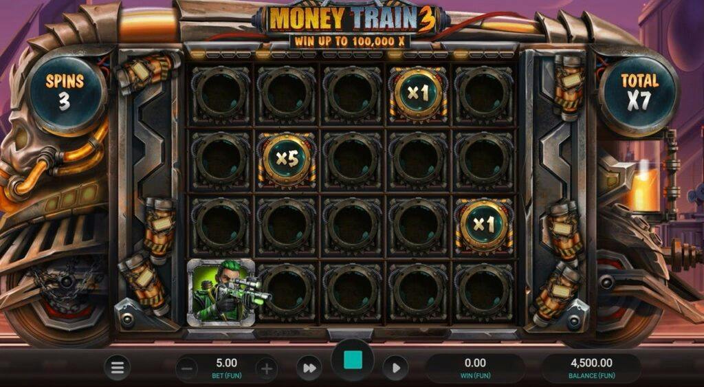 Función respin de Money Train 3 con multiplicadores activos durante la ronda bonus