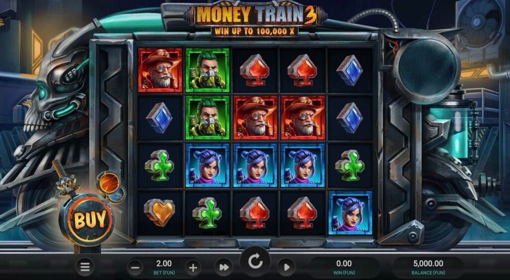 Ambientación futurista de la tragaperras Money Train 3