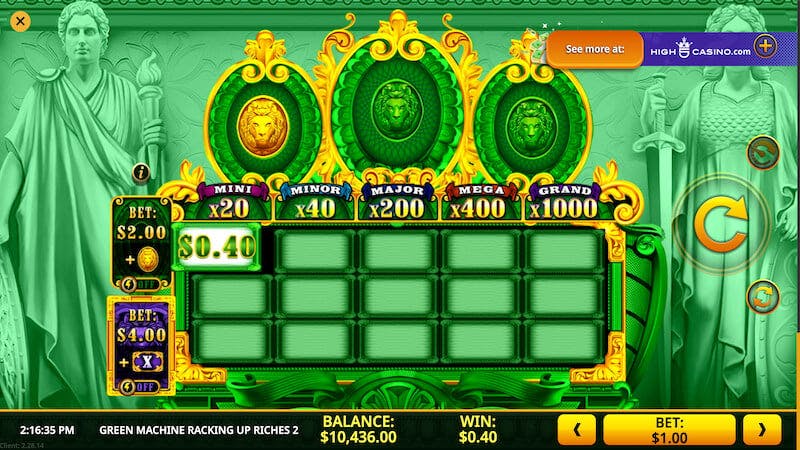 Green Machine Racking Up Riches 2 slot