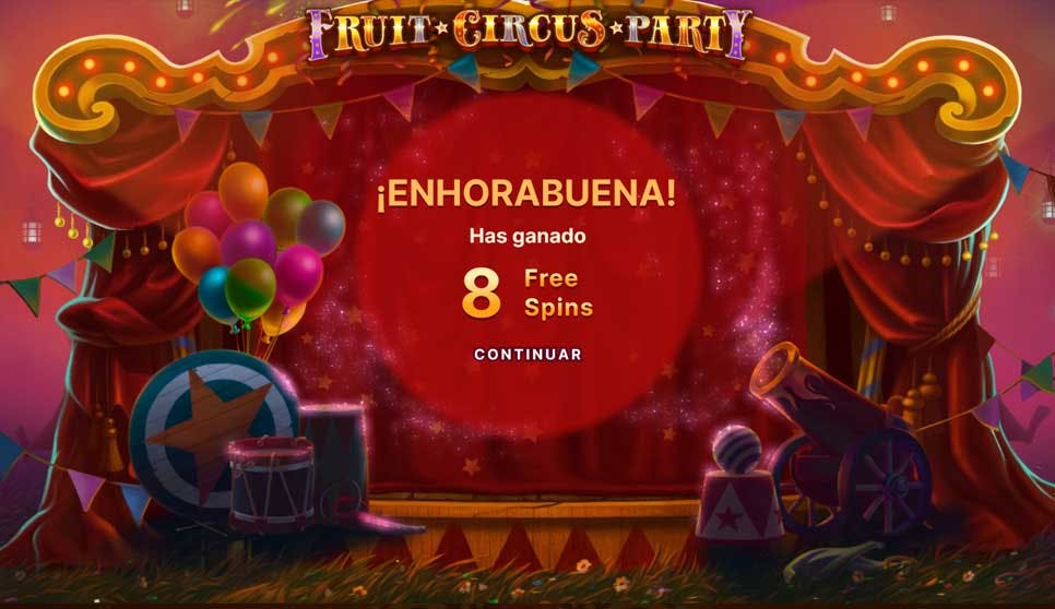 Giros gratis Fruit Circus Party de TrueLab Games