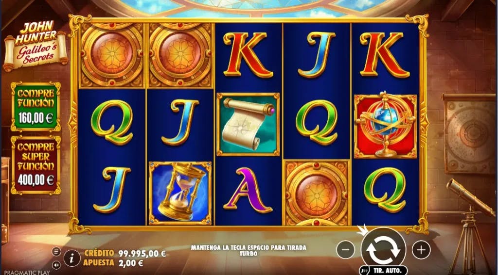 juego base de john hunter galileo's secrets tragaperras